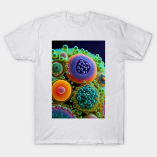 Discover the Origins of Life: Microscopic Art Featuring Protocells, Vesicles, and Primordial Foam T-Shirt